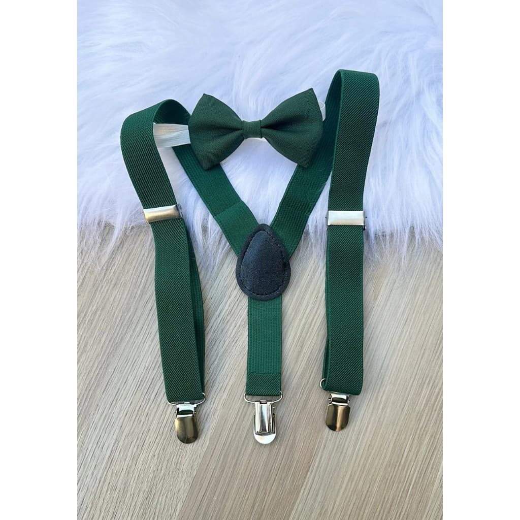 Kit Gravata e Suspensórios Infantil e Juvenil Várias Cores e Vários Tons De Verde