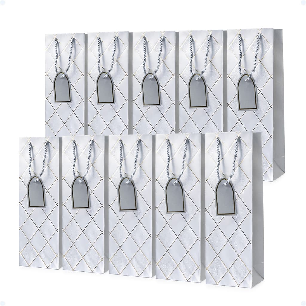 Kit 10 Sacolas De Presente Para Bebidas Vinho Personalizada De Papel Premium Resistente Estampada