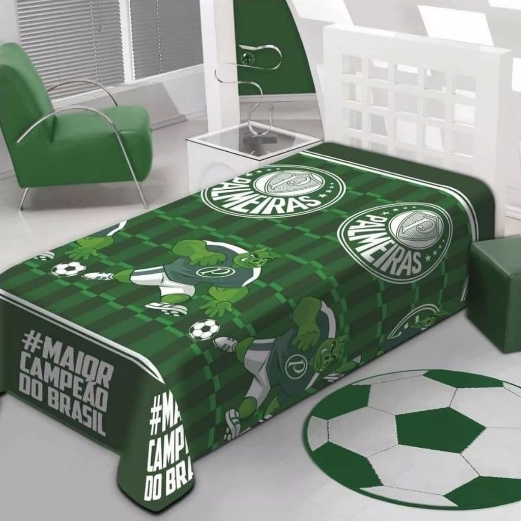 Cobertor Manta Microfibra Palmeiras Quentinha e Macia Time Torcedor Jolitex