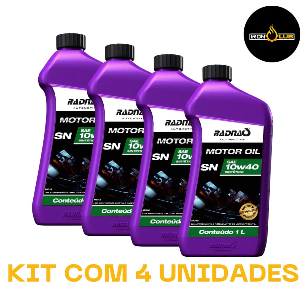 KIT 4 LITROS ÓLEO MOTOR OIL RADNAQ 10W40 SINTÉTICO