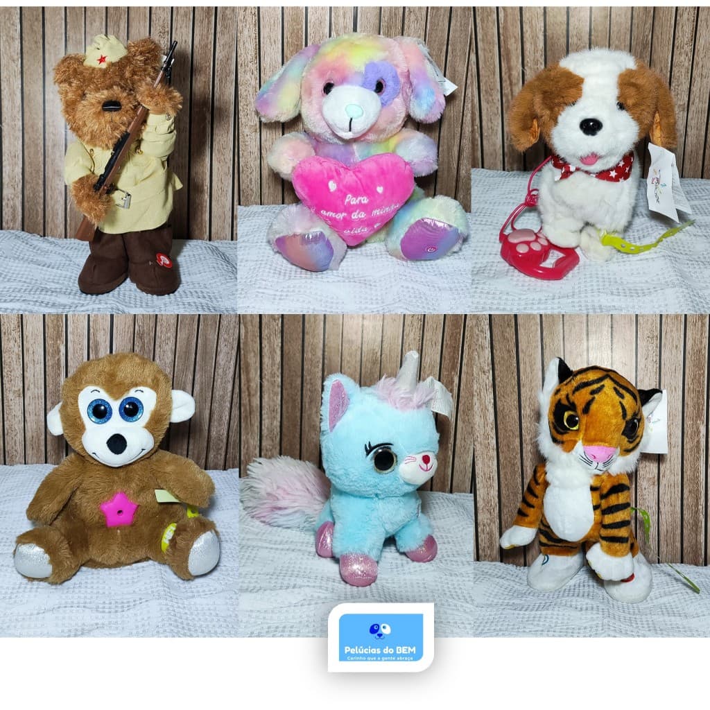 Pelúcias eletrônicas - Unigato-Tigre- Cachorrinho-Urso LED - musical e/ou c/ movimento Presente-Br machine - modelos 003