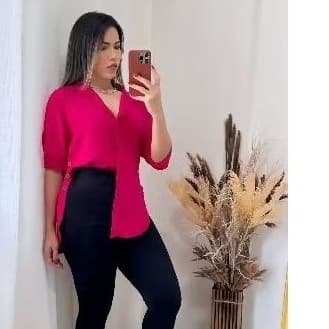 camisa manga longa com botões na lateral, tecido viscose