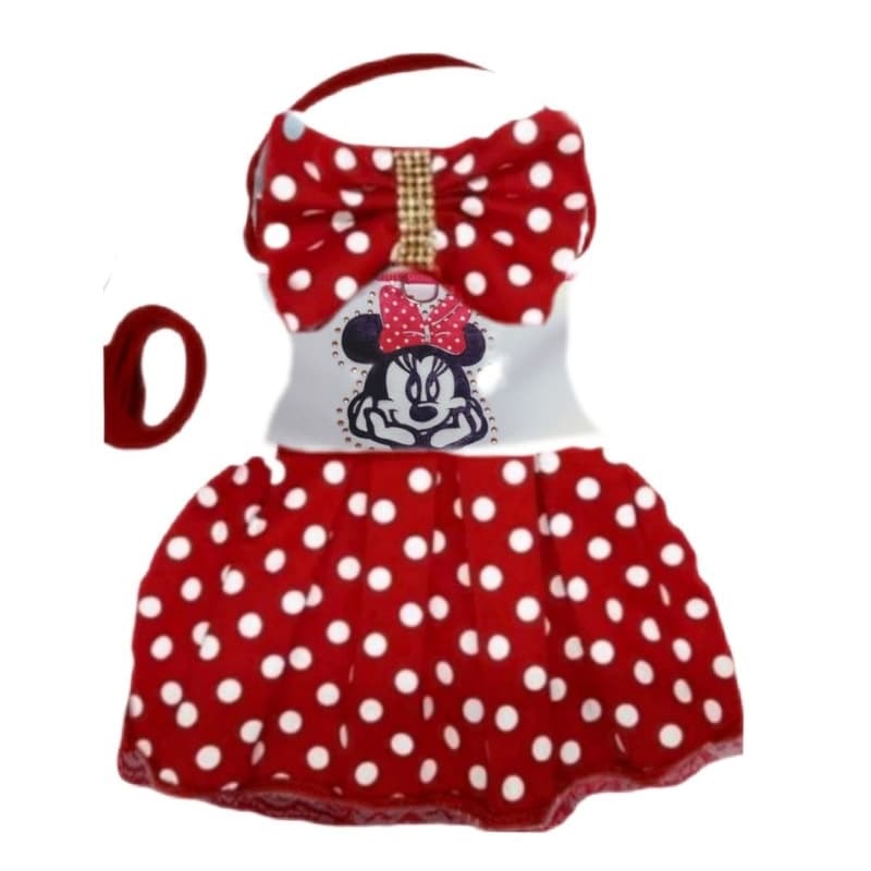 coleira peitoral Minnie com guia para cães fêmea