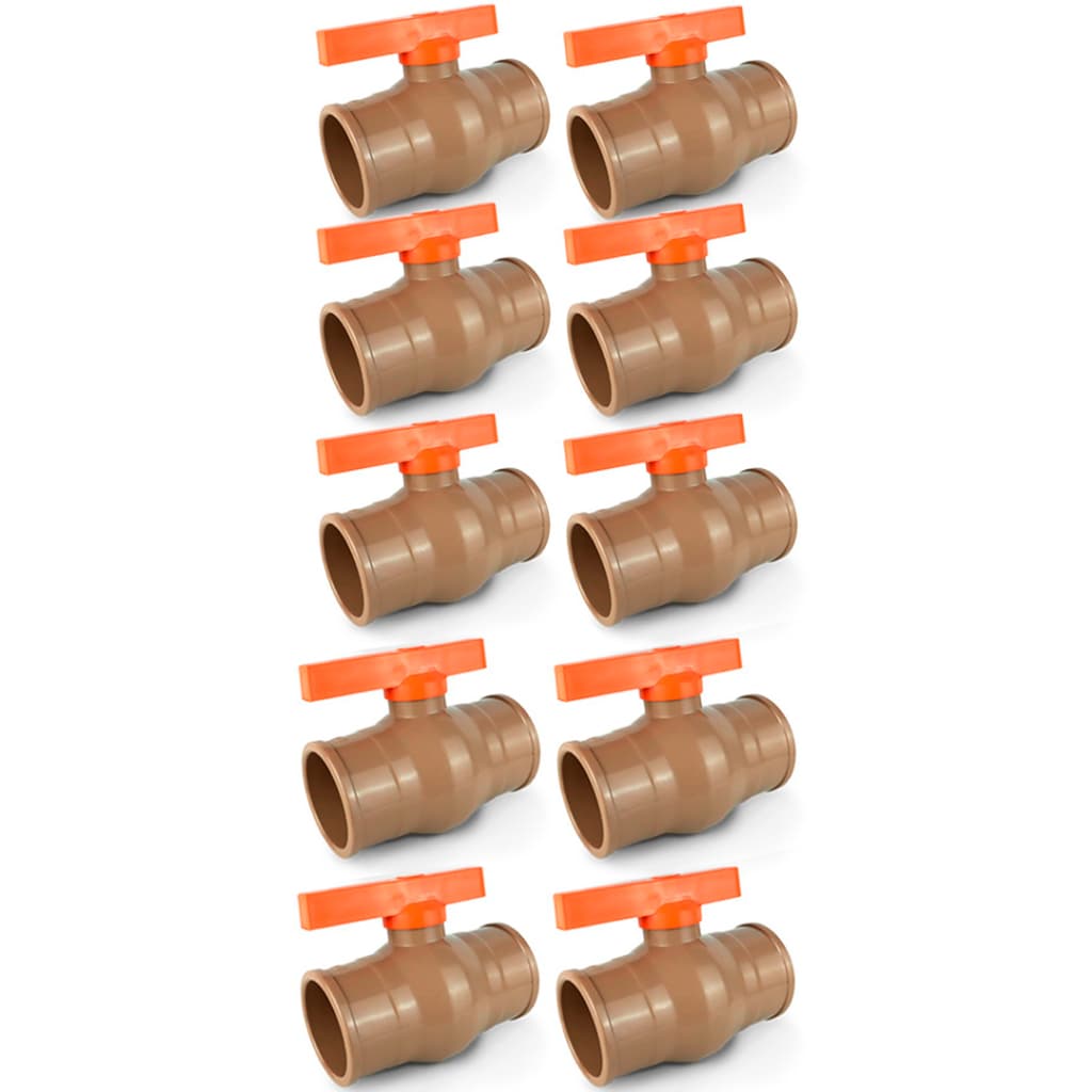 10x Registro De Esfera Soldável PVC 20mm (1/2) Marrom Envio Já