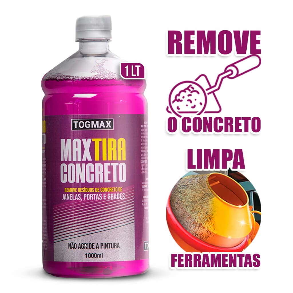 Limpador Removedor Cimento e Concreto 1 Litro Max Tira Concreto Togmax