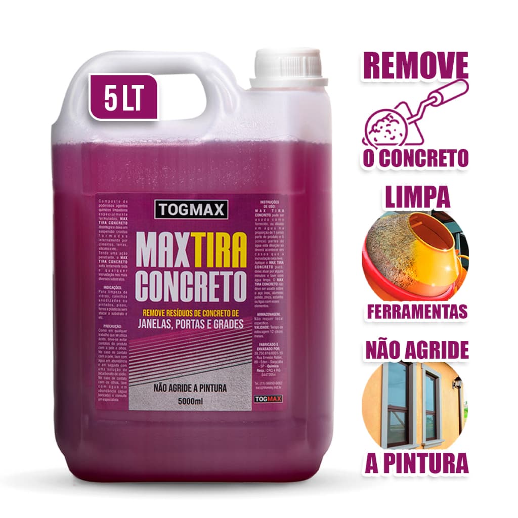 Limpador Removedor Cimento e Concreto 5 Litros Max Tira Concreto Togmax