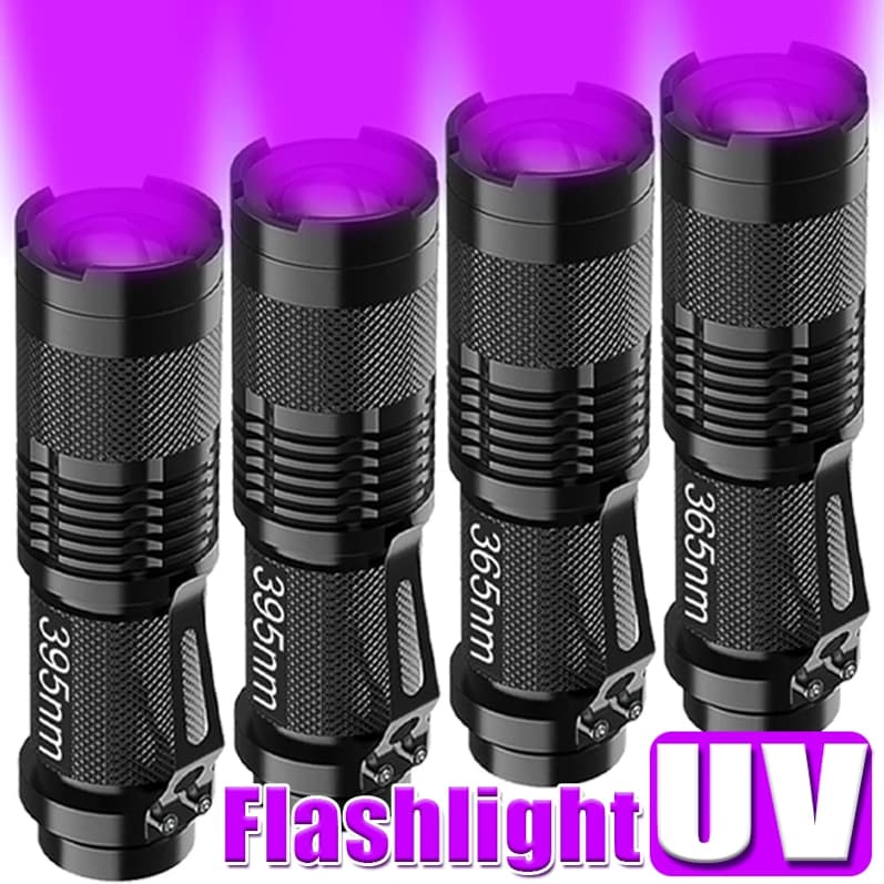 Mini Lanterna UV Roxo Usb com Zoom Profissional com Bateria Recarregável Led Super Potente