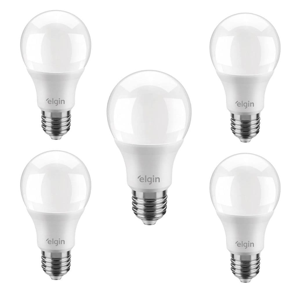 Kit 5 Lâmpadas Led Bulbo 15w E27 Branco Frio 6500K - Elgin