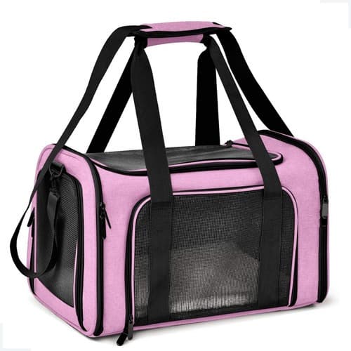 Bolsa De Transporte Pet 44x32x30cm Rosa Grande Cães Gato