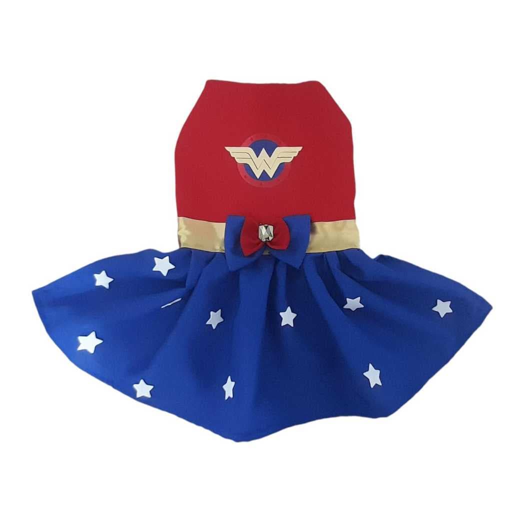 VESTIDO PET PARA CAES E GATOS MULHER MARAVILHA