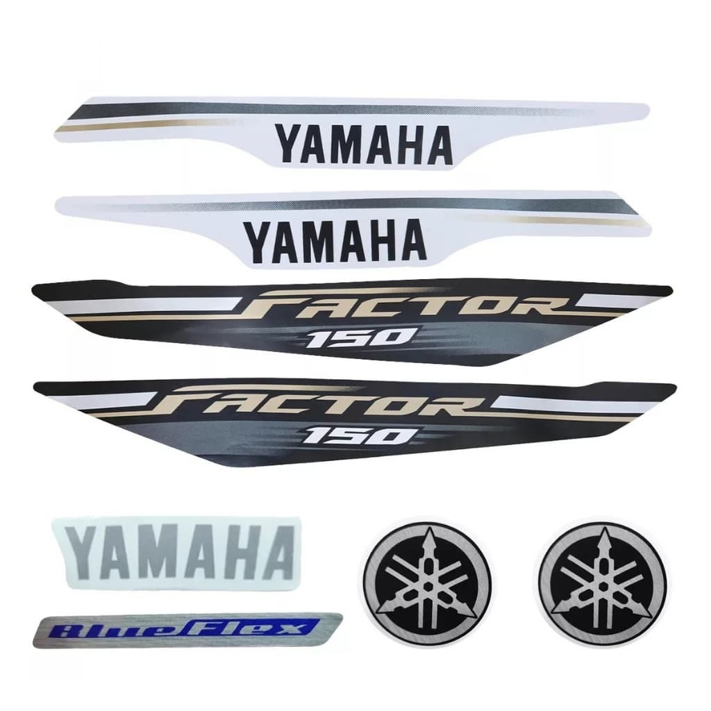 Kit Jogo De Adesivo Faixa Yamaha Factor 150 2019 Branca