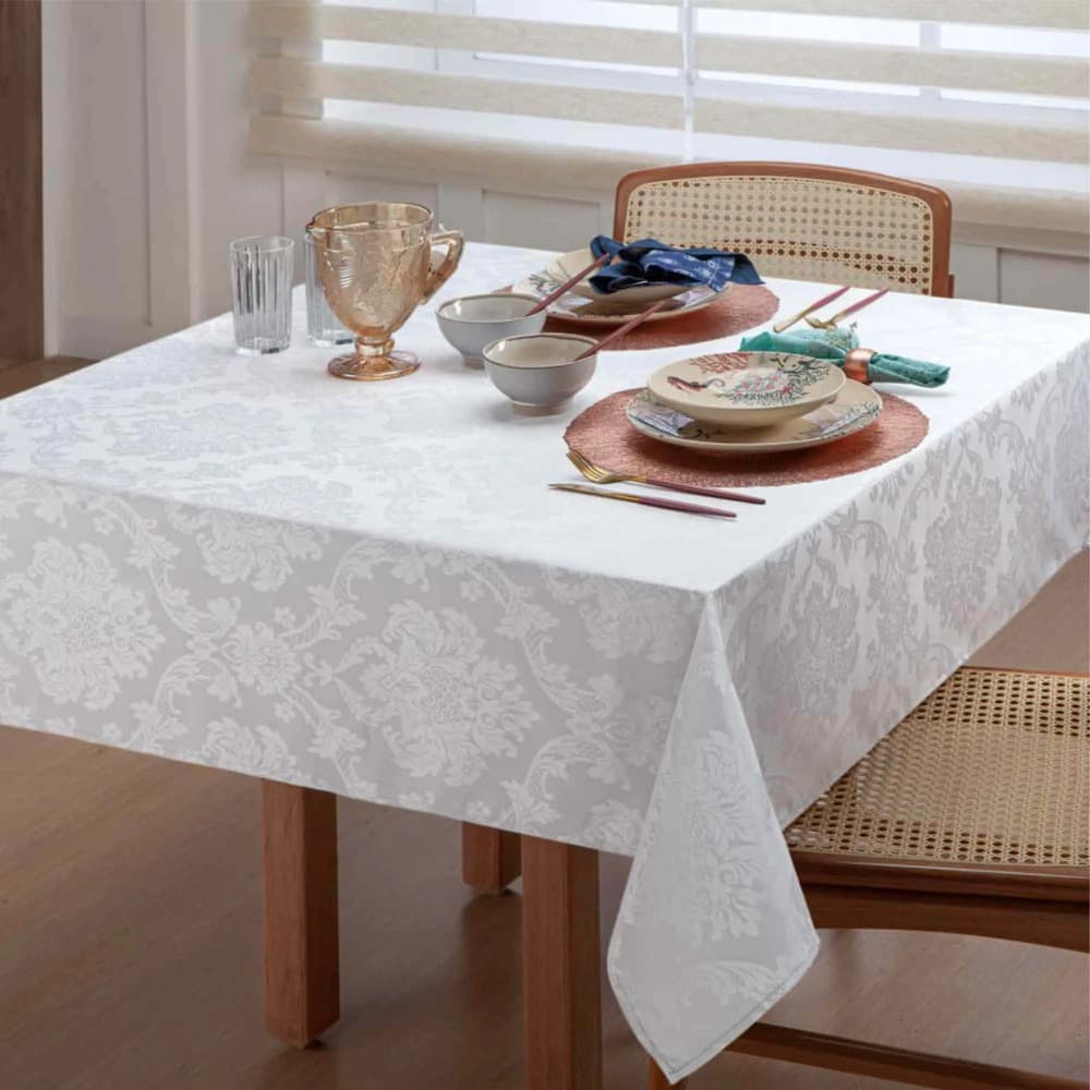 Toalha de Mesa 4 6 8 10 Lugares Jacquard Várias Cores