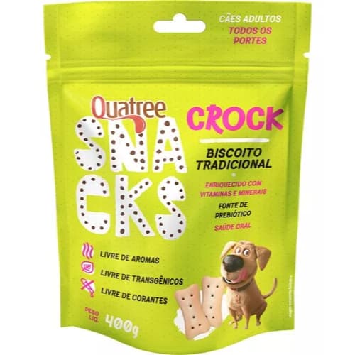 Biscoito Petisco Para Caes Quatree Snacks Crock Tradicional 400G