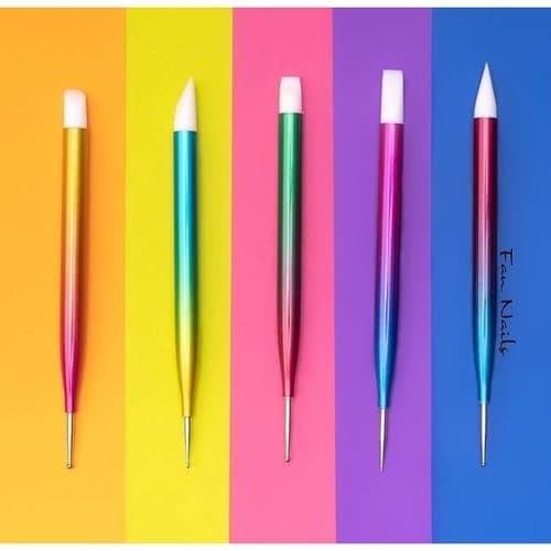 Kit Pincel Boleador ARCO IRIS + Silicone NAILS DESIGNER UNHAS EM GEL