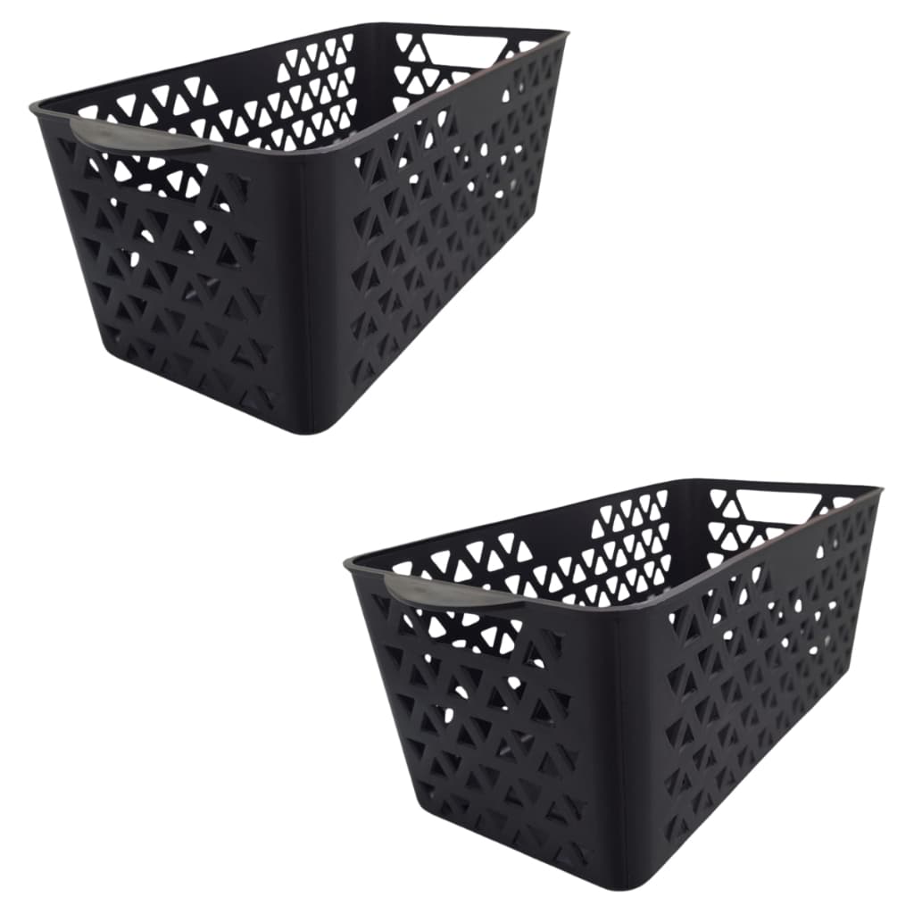 Kit 2 Cestos Organizador Armário Gaveta Cozinha Lavanderia Cor Preto