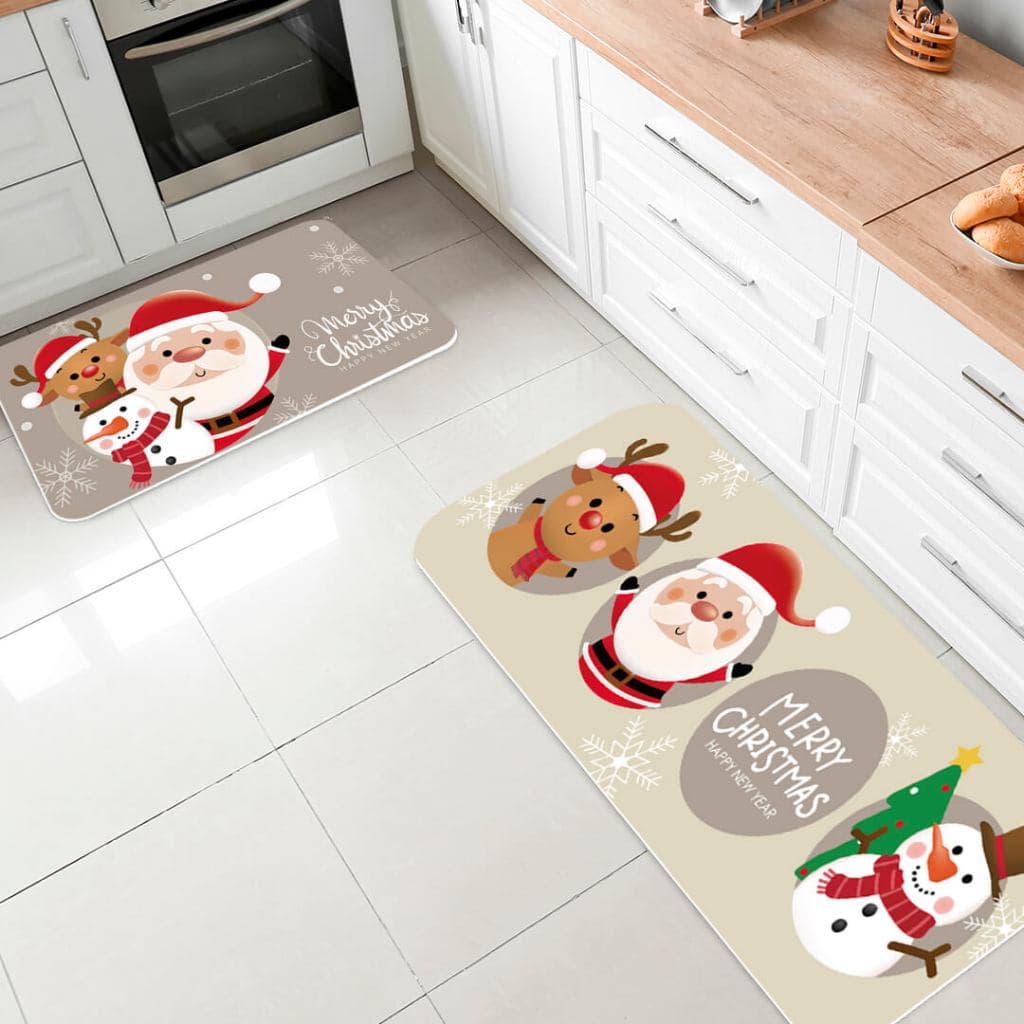 Jogo de 2 Tapetes para Cozinha Natal Merry Cristmas Antiderrapante.