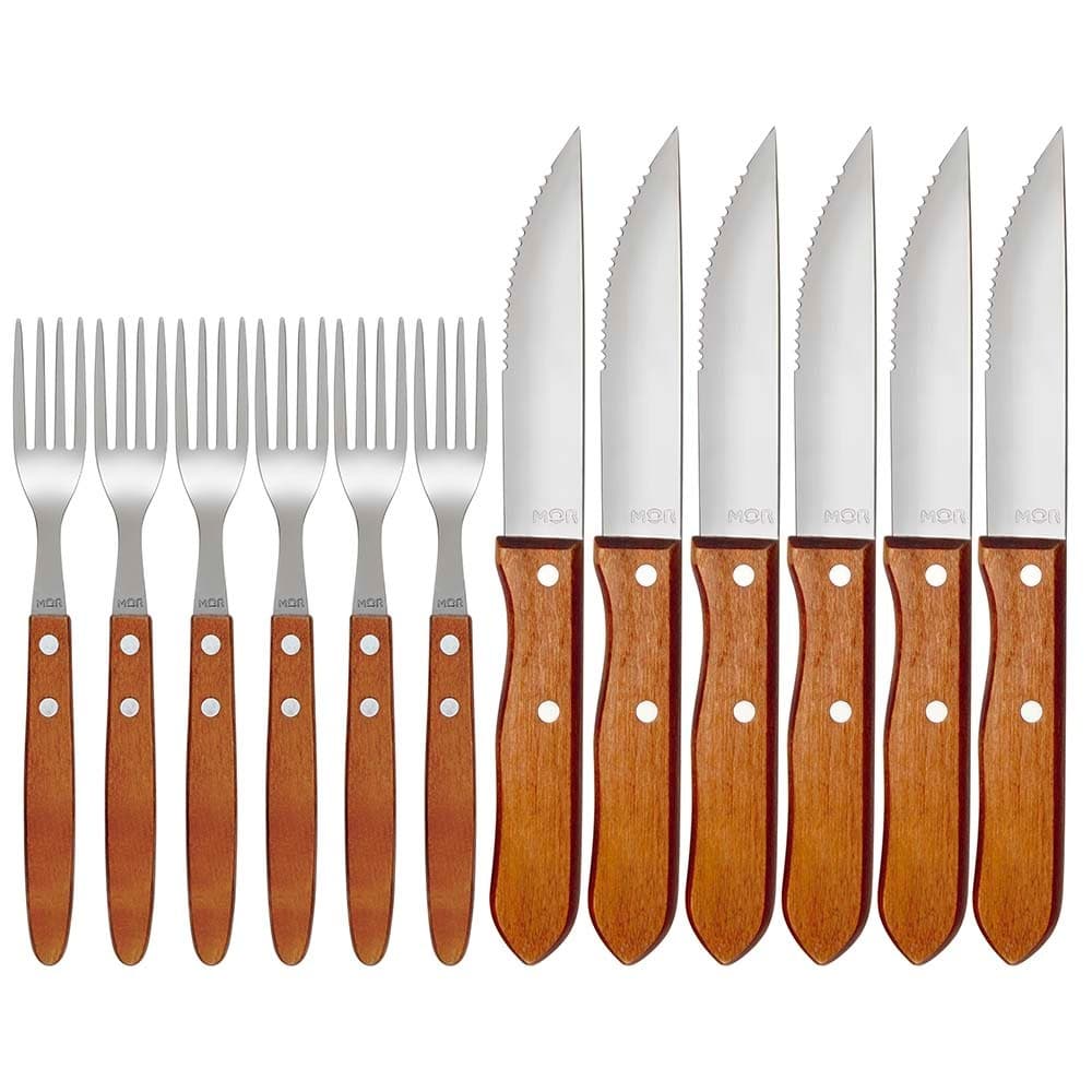 Kit 24 Talheres Garfo e Faca conjunoto Churrasco MOR