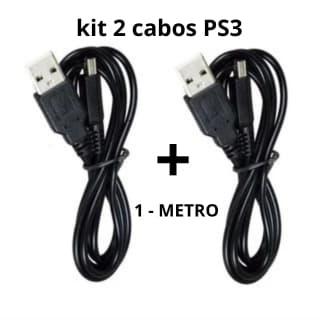 Kit 2  Cabos Controle PS3 GE V3 1 metro Carregador Usb 2.0 Para Controle PS3 GPS Câmera Digital Radio Som