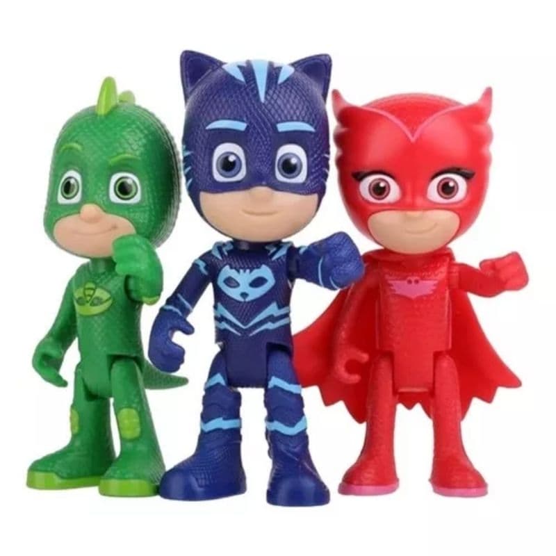 Bonecos Pjmasks Menino Gato Corujita Lagartixo 15cm