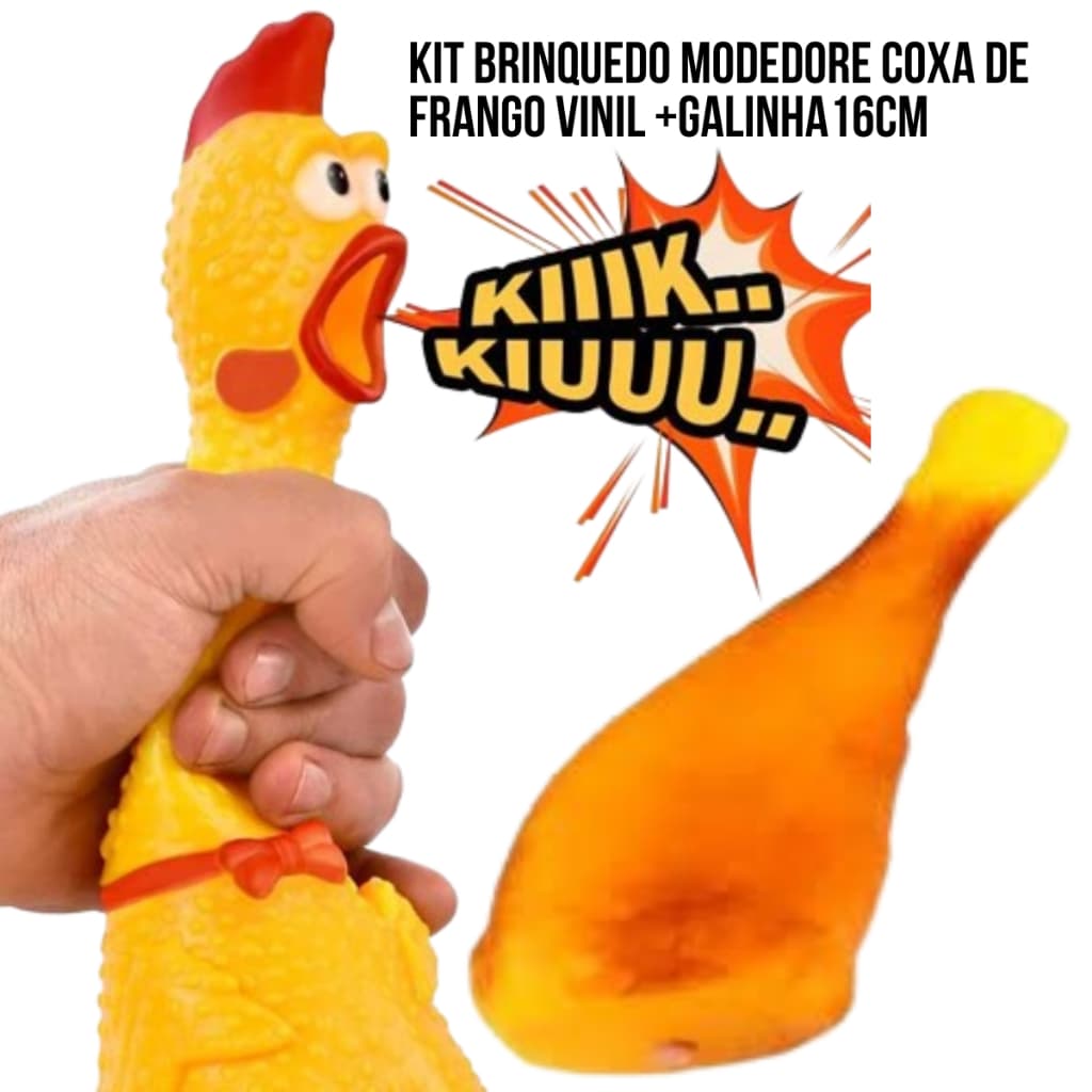 kit coxa de frango vinil+01 frango mordedor16cm