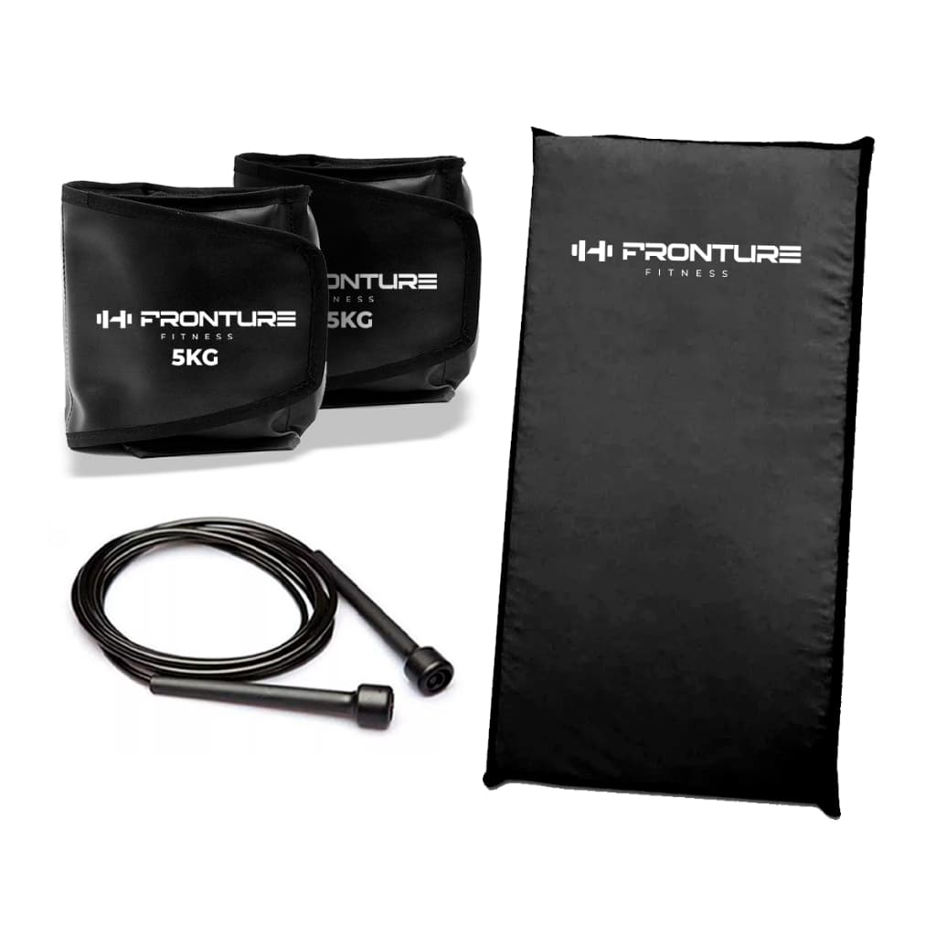 KIT Colchonete + Caneleira de Peso Tornozeleira + Corda de Pular Musculação Academia Treino em Casa