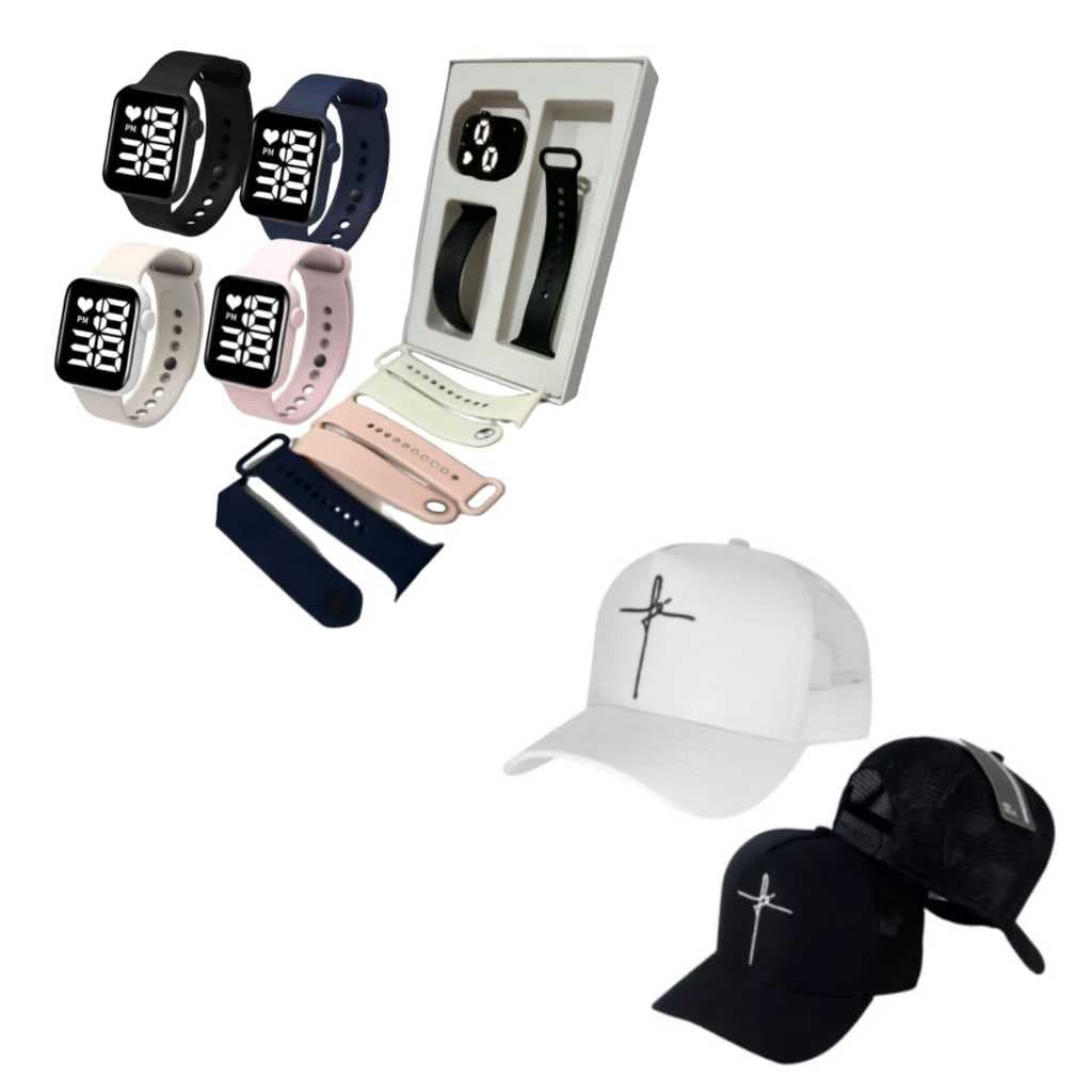 Relógio Digital prova dagua masculino Feminino + 1 Boné Promoção Promoção Ano novo 2025 para o natal