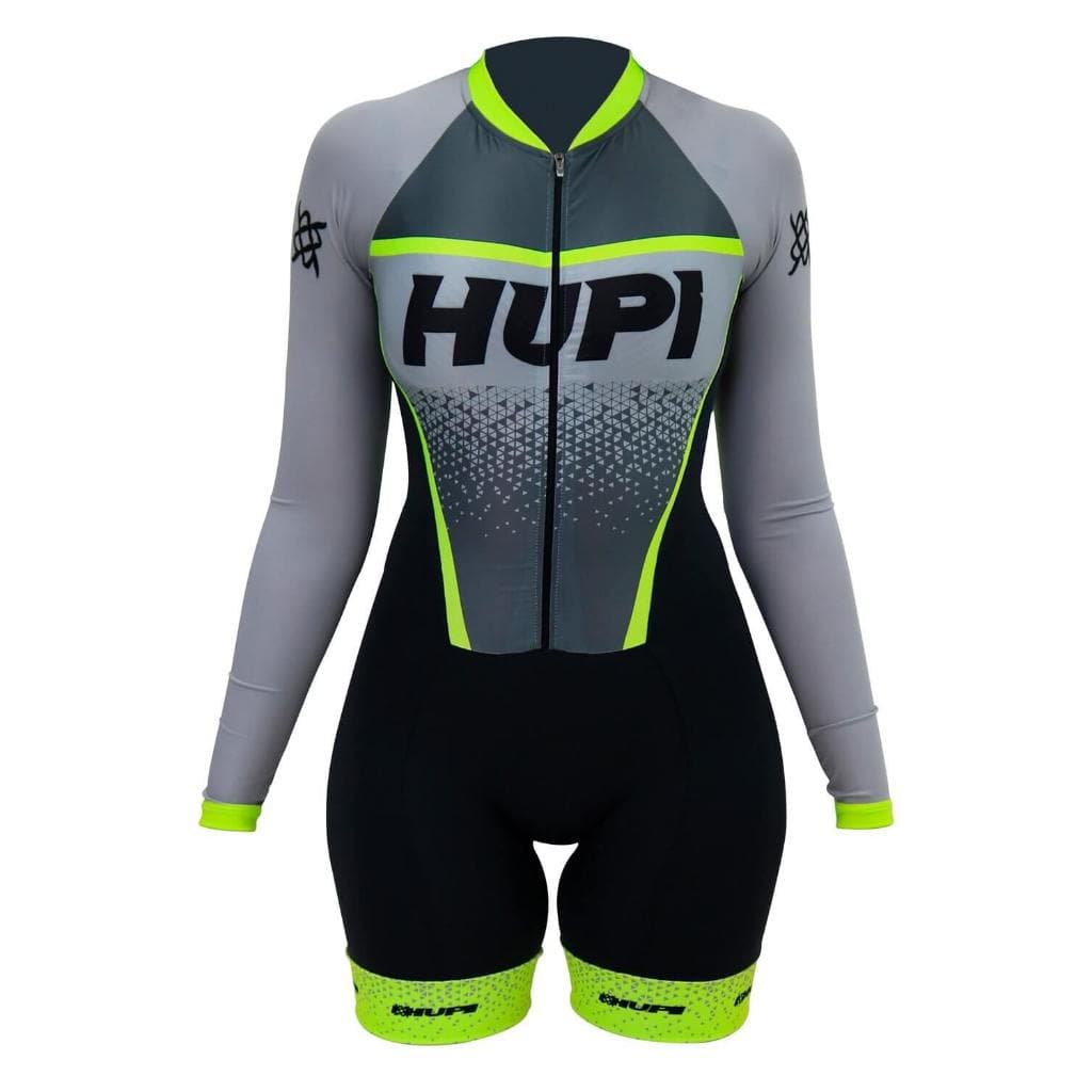 Macaquinho Ciclismo Feminino Hupi Giz Manga Longa