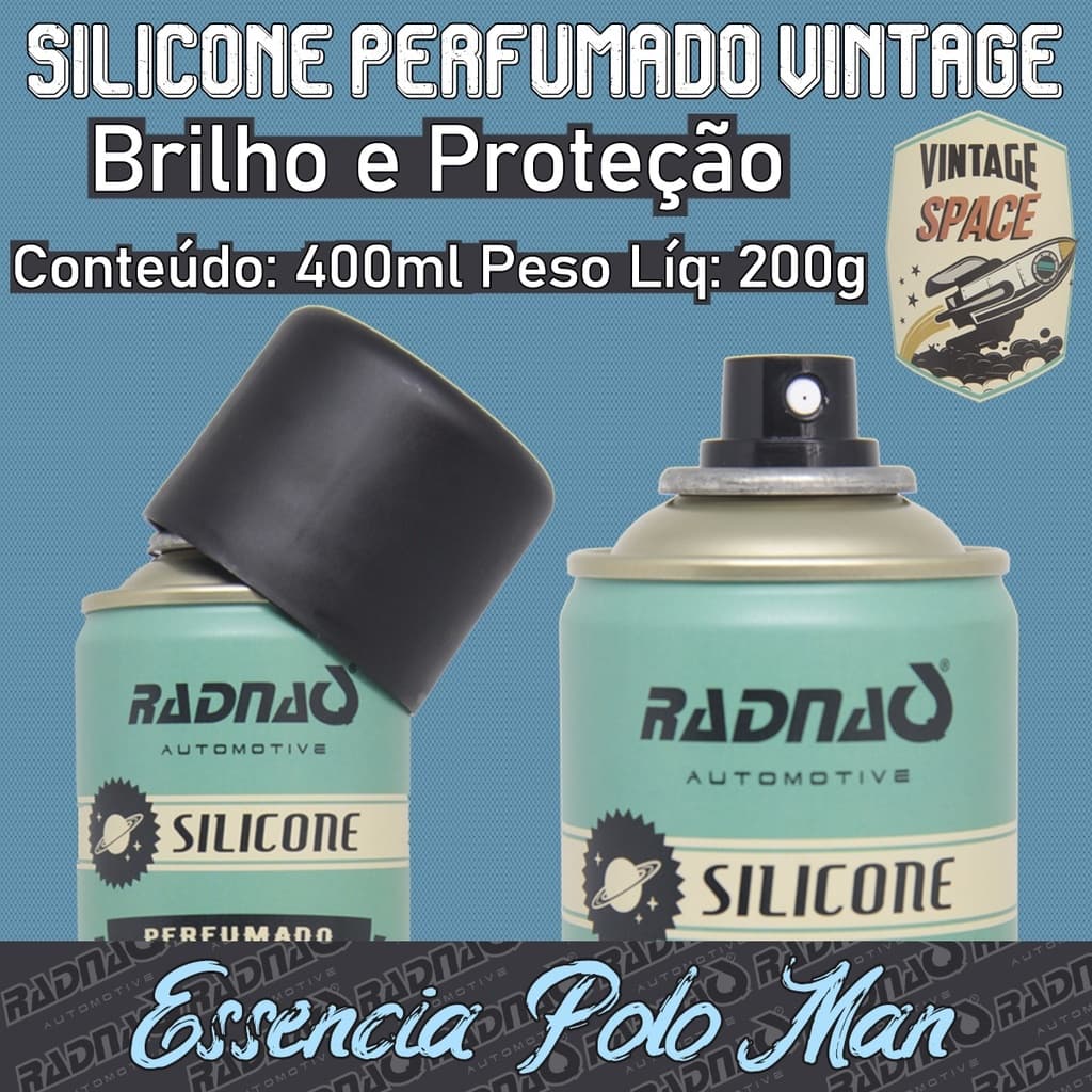 Silicone Spray Perfumado Automotivo Space Pólo Man Rosa Radnaq 400ml Para Carro Moto