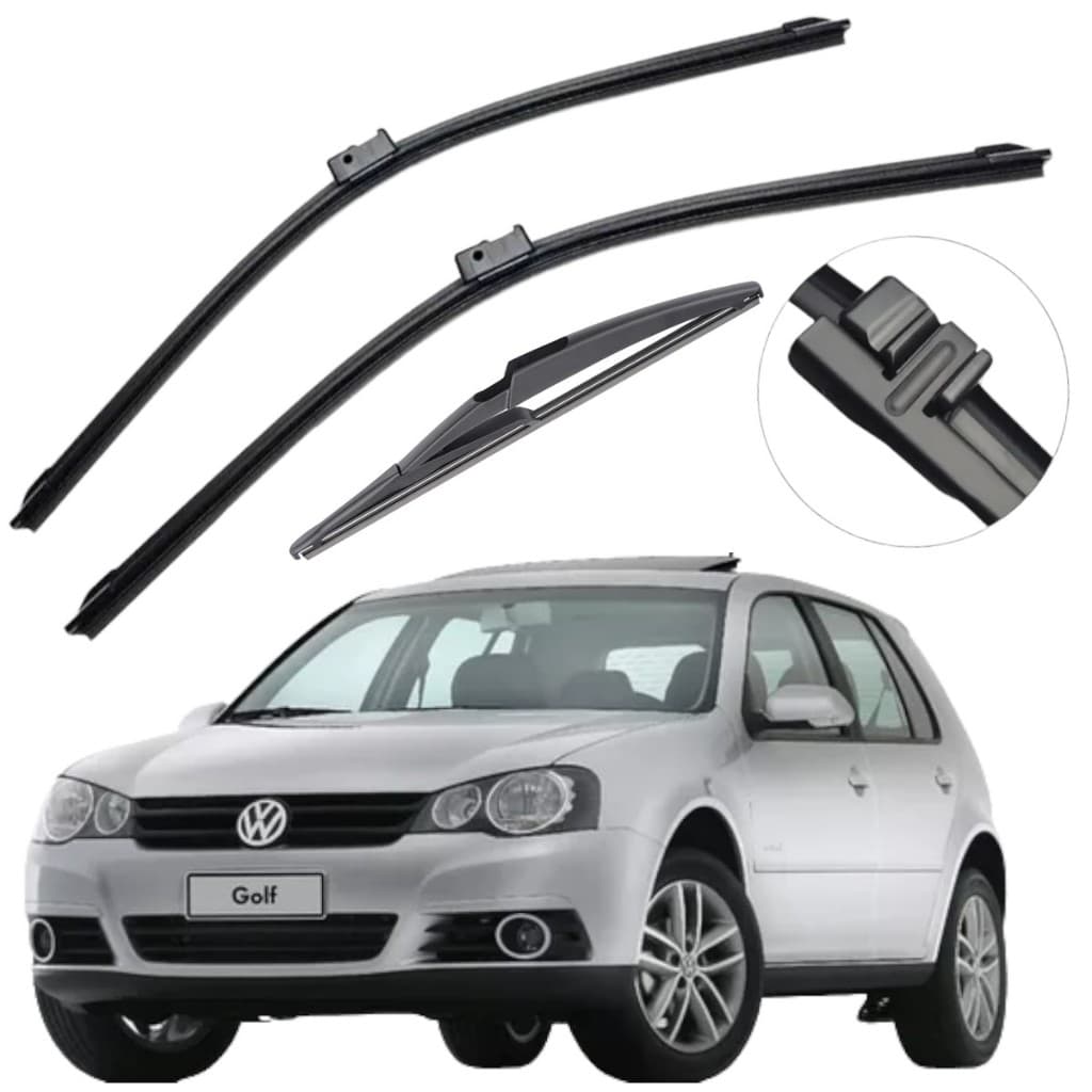 Kit Palhetas Limpador Parabrisa Chuva Silicone Para Volkswagen Golf 2007 À 2014