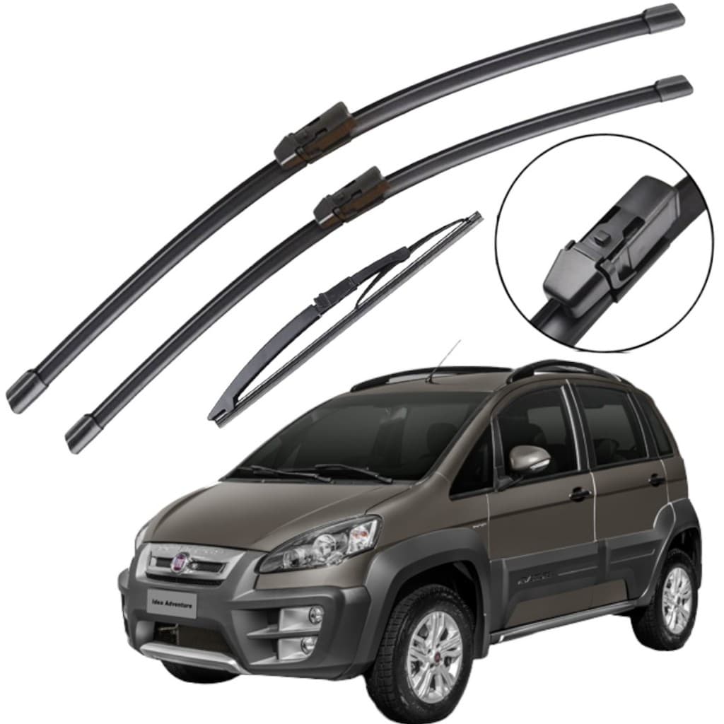 Kit Palhetas Limpador Parabrisa Chuva Silicone Para Fiat Idea 2011 À 2016