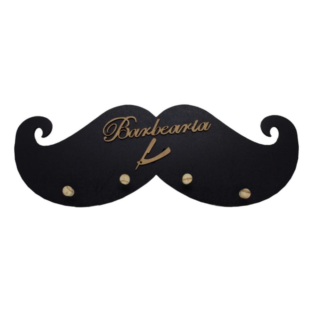 Cabide Porta Capa  Barbeiro Cabelereiro Cabideiro Formato de Bigode em MDF Barbearia Profissional
