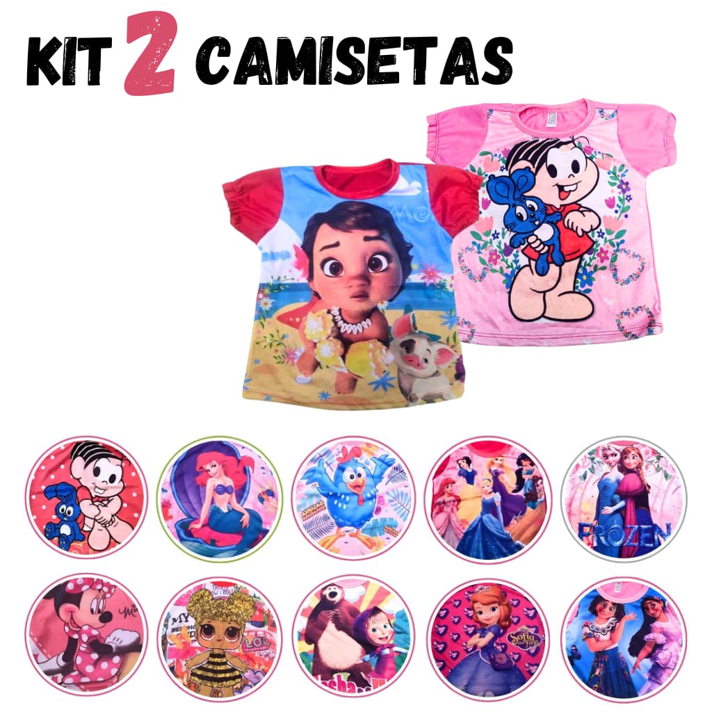 KIT 2 Camisetas de menina Infantil