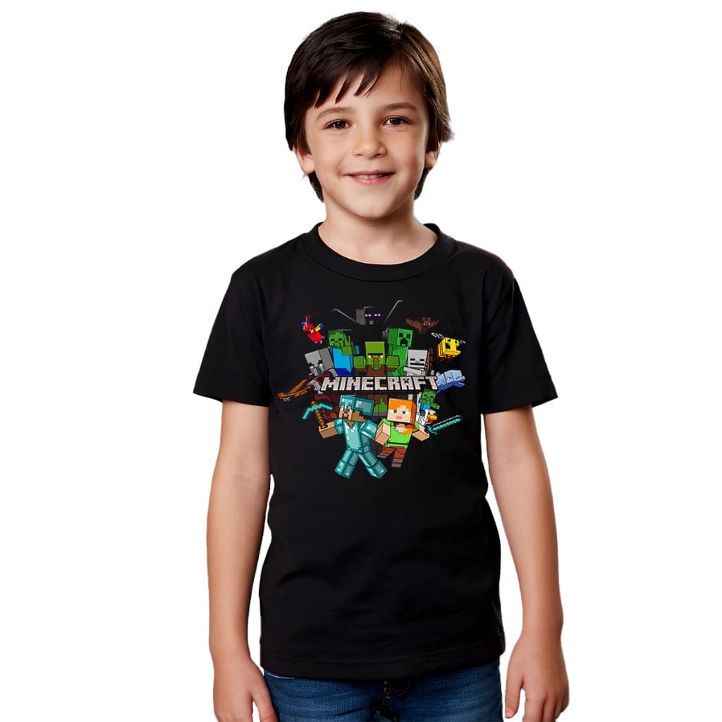 Camiseta Camisa Blusa Infantil Juvenil Para Menino Menina Unissex 100% Algodão Mine md1Craft