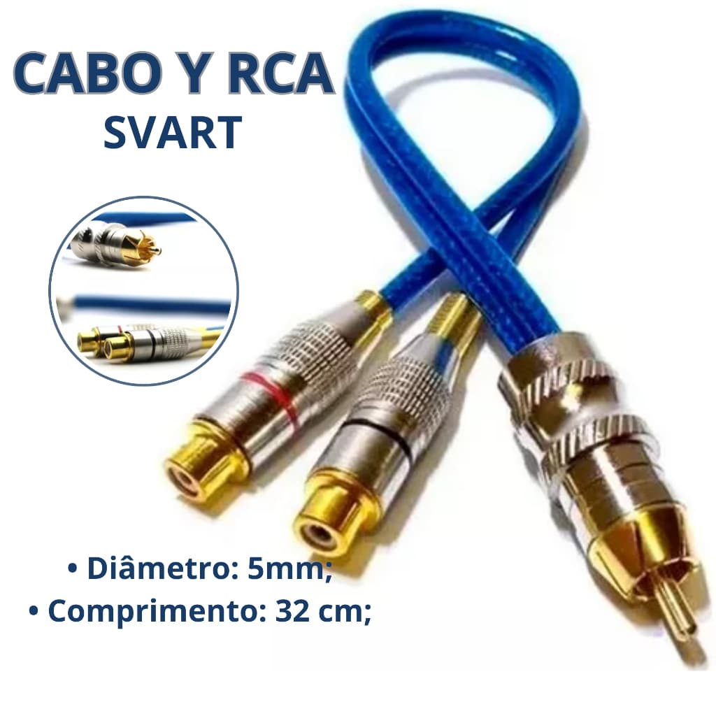 Cabo Som Automotivo Carro Y Rca 2 Femeas E 1 Macho Azul Blindado  5mm Boss Audio