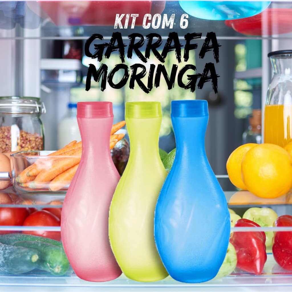 Kit 6 Garrafa Moringa De Geladeira 1.5L Plástico Tampa Cozinha Domestico Água Suco Sortidas Revenda