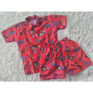 Conjunto Menino Mauricinho Temático Carros Vermelho rf02
