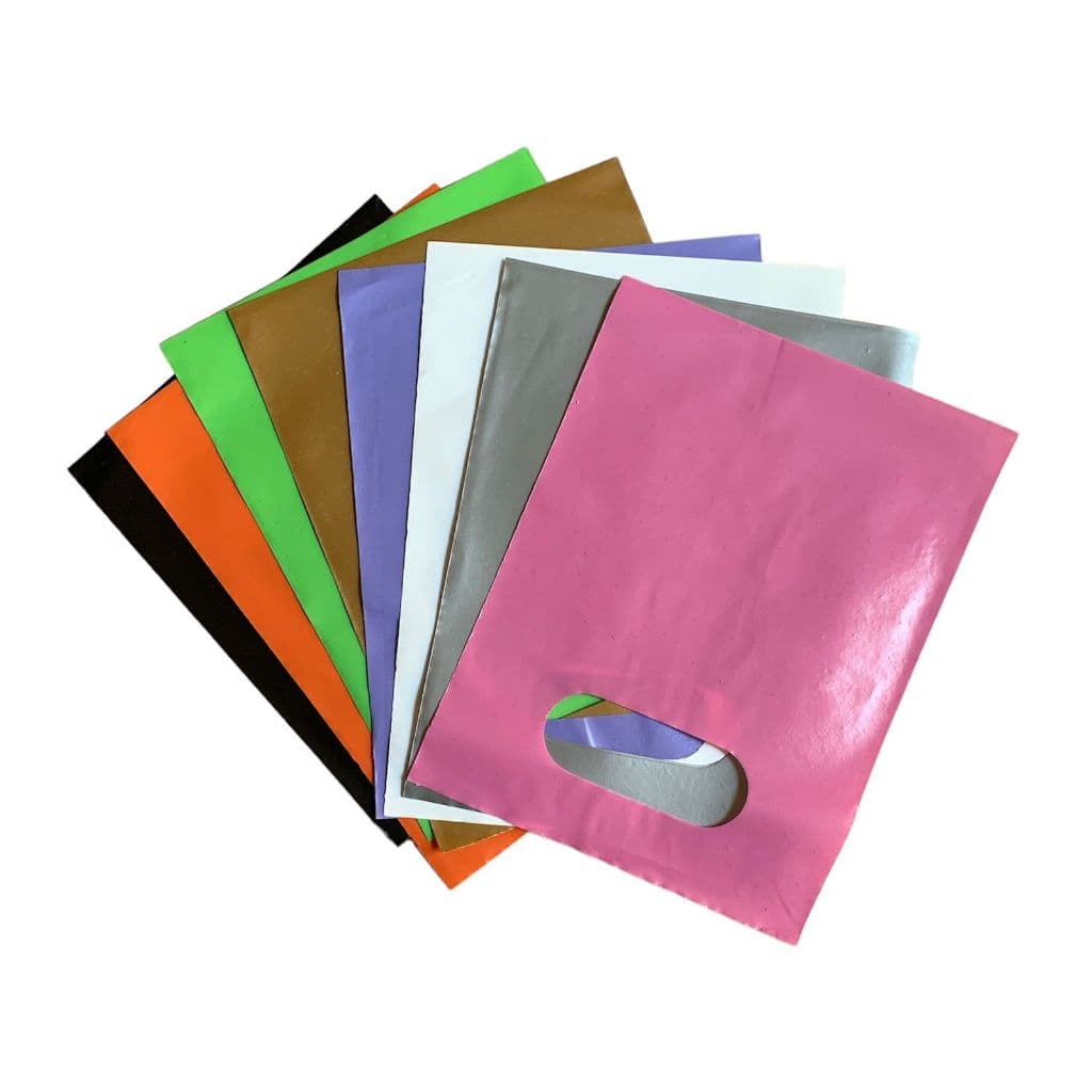 Kit 100 Unidades Sacolas Plasticas Alça Vazada Boca De Palhaço Boca Triste Para Lojas Roupas Sapatos