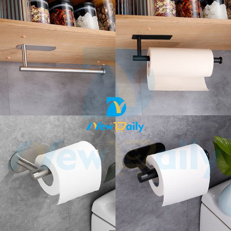 KIT 2 Metal Porta Papel Toalha Suporte Parede em aço inoxidável 304 com gancho autoadesivo BC-76/BC-76B