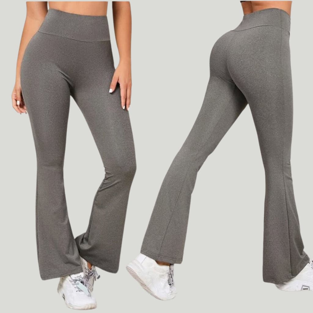 Kit 2 Calça Legging Flare Feminina Bailarina Suplex Boca de Sino Cintura Alta zero transparencia