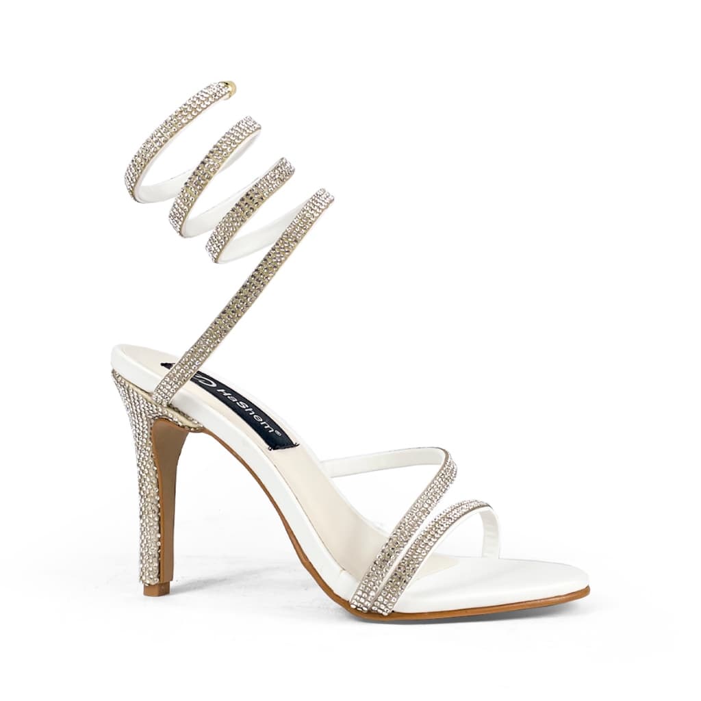 Sandália Feminina Salto Fino Espiral Luxo Cobra Peep Toe