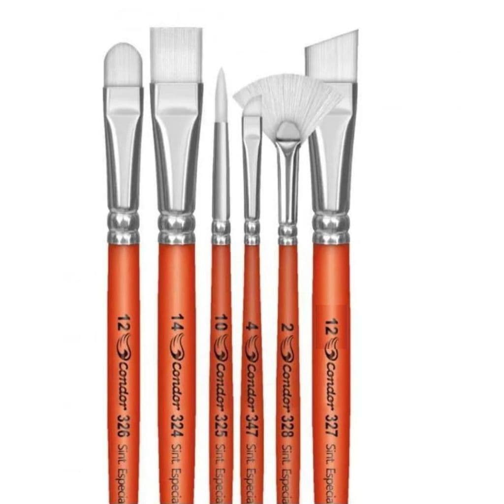 Kit Tecido - 6 Pinceis Condor (595) Ideal P/pintura Tecidos