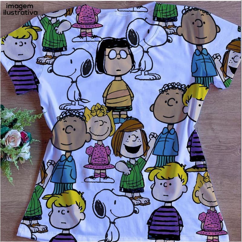 Blusa Feminina Baby Look Camisa Tshirt Snoopy
