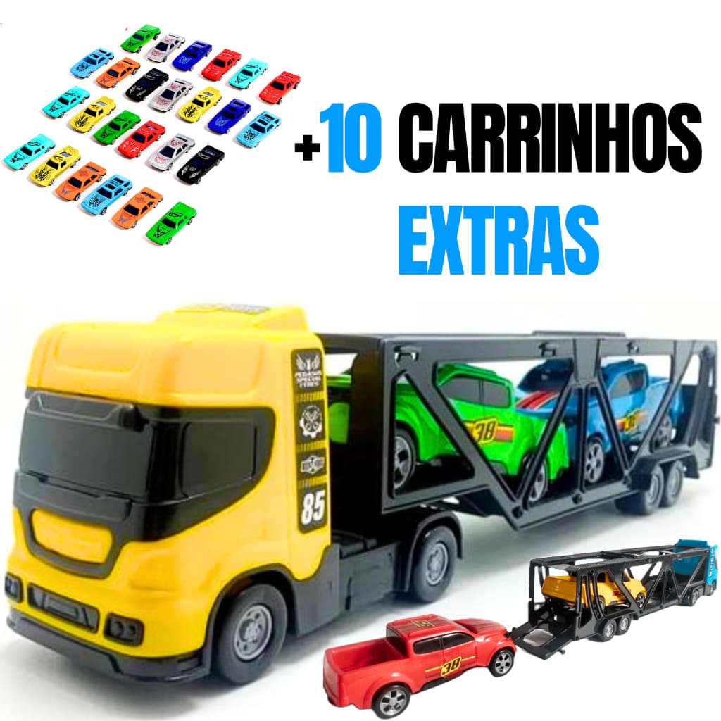 Caminhao Cegonha de Brinquedo Mini Cegonheiro C/2 Carros De Brinquedo Infantil + Ônibus Busão De Brinquedo Infantil