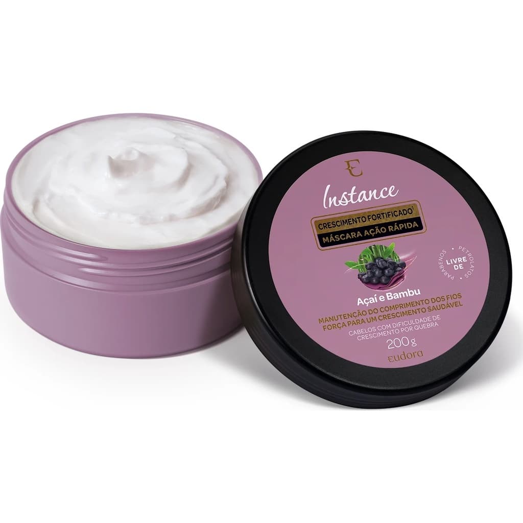 Máscara Capilar Instance Açaí e Bambu 200g Eudora VAL - 07/2027