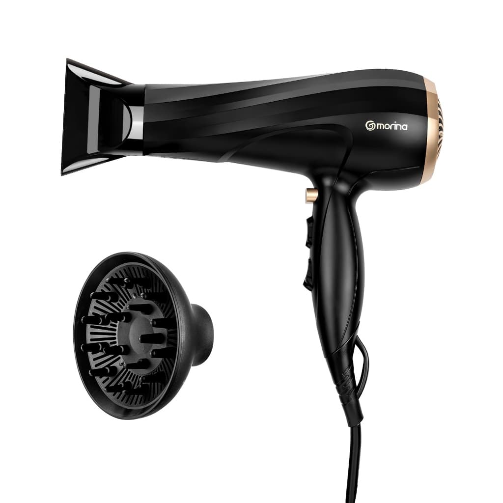 MORINA Secador de cabelo 1900 watts Preto com coletor de vento e difusor 127V/220V