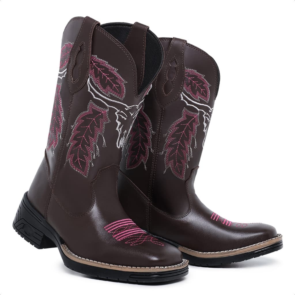 bota texana feminina cara de boi country bordada