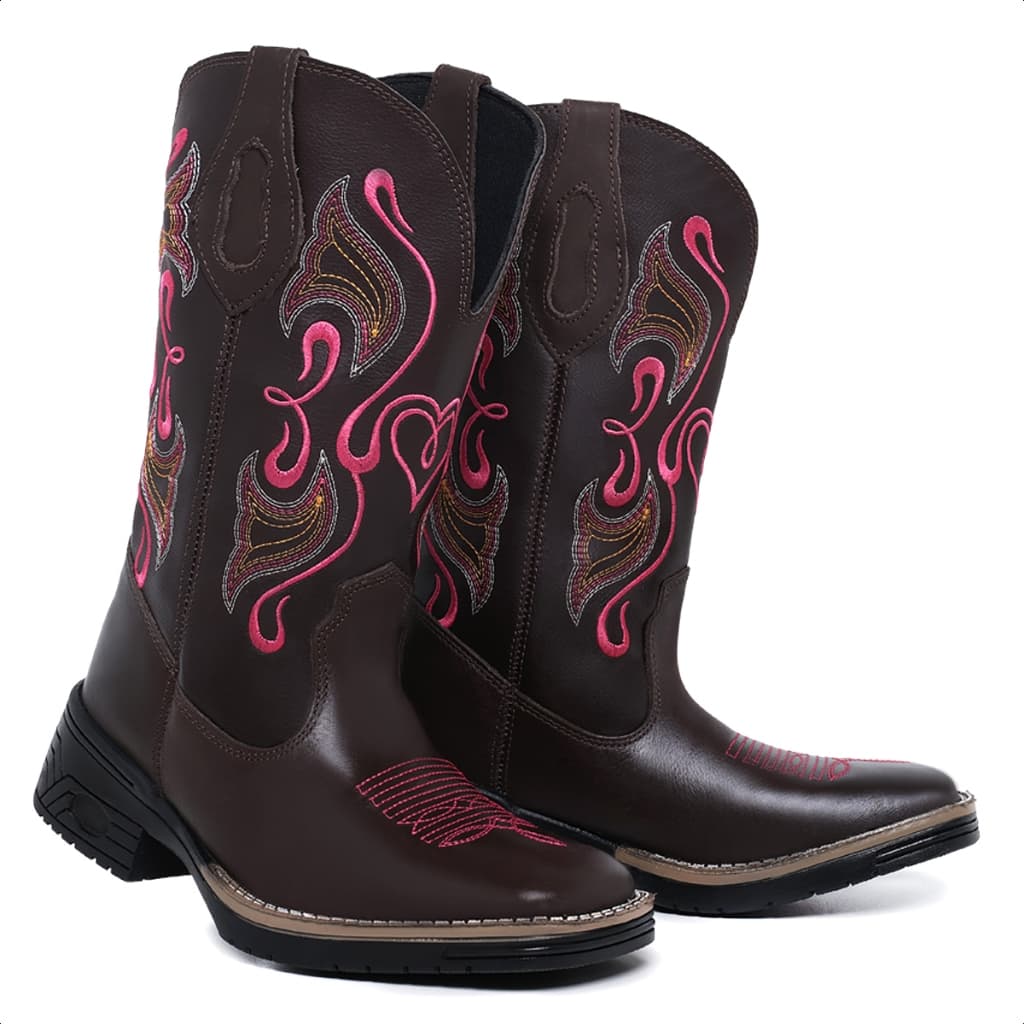 bota texana country coração bordado feminino