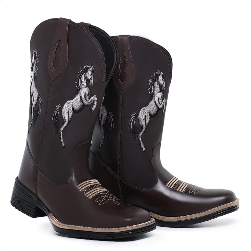 bota botina texana masculina cavalo sola costurada