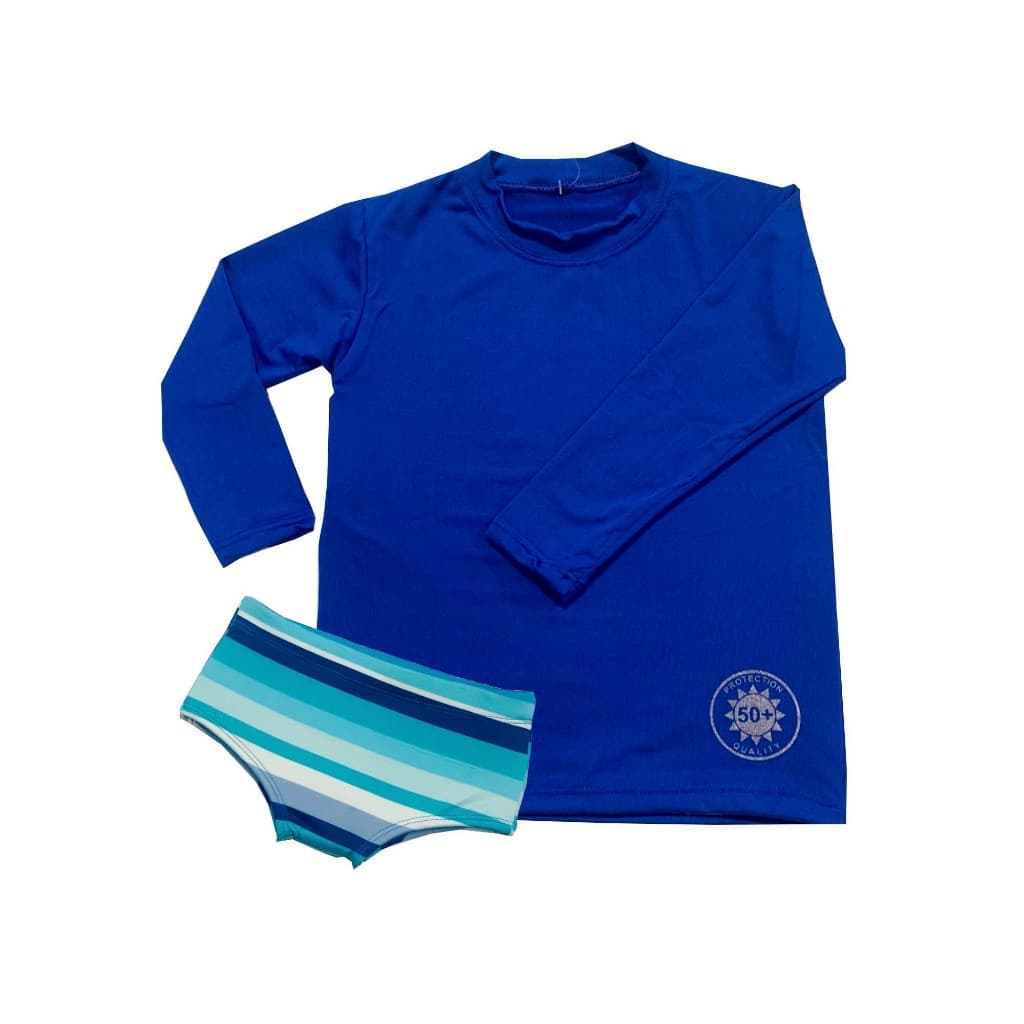 Conjunto Camisa UV + sunga proteção solar UV 50 infantil/juvenil praia/piscina 1 ao 16 anos