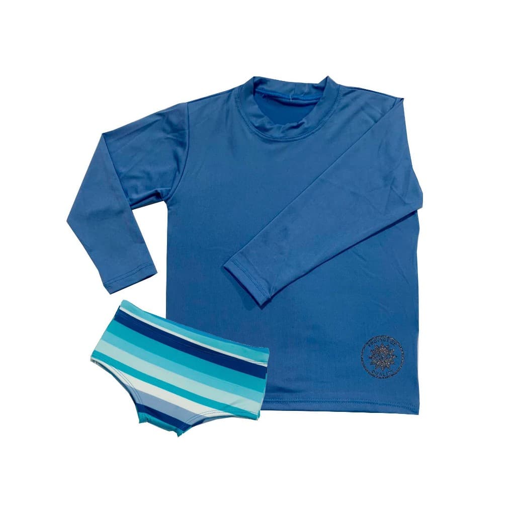 Conjunto UV Camisa UV+ sunga proteção solar UV 50 infantil/juvenil praia/piscina 1 ao 16 anos